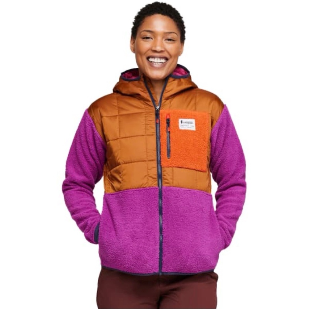 Cotopaxi Women's Orange and Purple Hooded Puffer Jacket